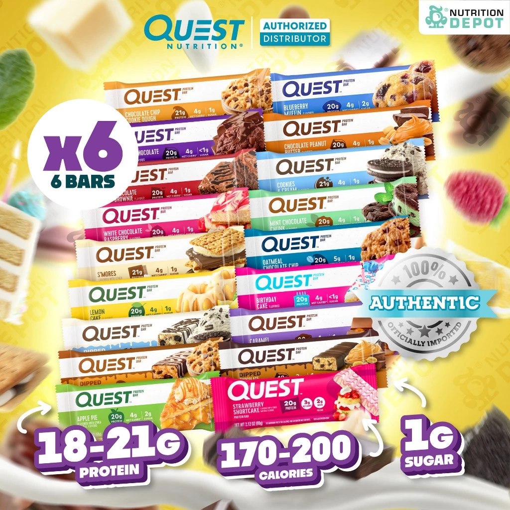 Quest Protein Bar - 6 Bar - โปรตีนบาร์ ขนมคลีน (6 ชิ้น)