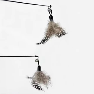 CFA ด้ามไม้พรีเมี่ยม Cat Teaser Wand พร้อม Feather Bell ที่ถอดออกได้หัวทนทานของเล่นสัตว์เลี้ยงสําหรับแมว
