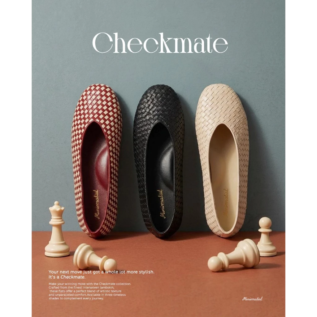 𝐌𝐈𝐍𝐈𝐌𝐀𝐋𝐈𝐒𝐓 รองเท้าคัทชูหนังแกะ รุ่น Checkmate หน้าเท้ากว้างใส่สบาย