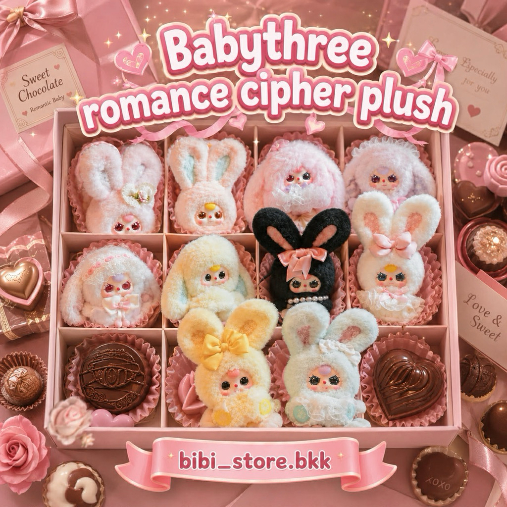 [พร้อมส่งในไทย🇹🇭ใช้โค้ด30%ได้] (จุ่มเดี่ยว) Babythree romance cipher plush🌺🌸พร้อมส่ง
