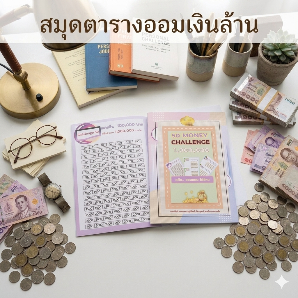 [ออม1,000,000] สมุดตารางออมเงินล้าน 50 Challenge ออมแสน ได้ล้าน (Enhanced Edition)