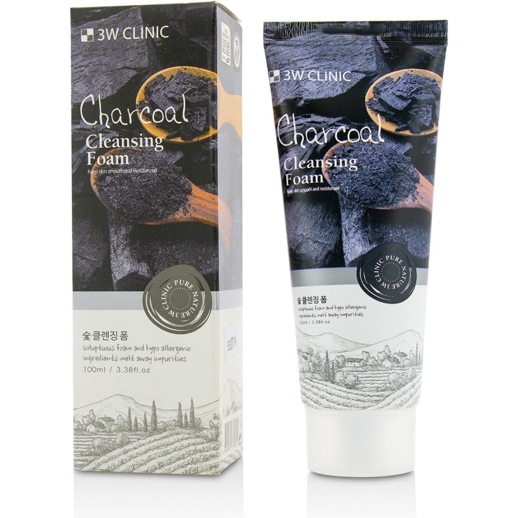 📌พร้อมส่ง ของแท้💯 3W Clinic Charcoal Cleansing Foam ฟมล้างหน้าสูตรไฮโปอัลเลอร์เจนิก🖤🗻