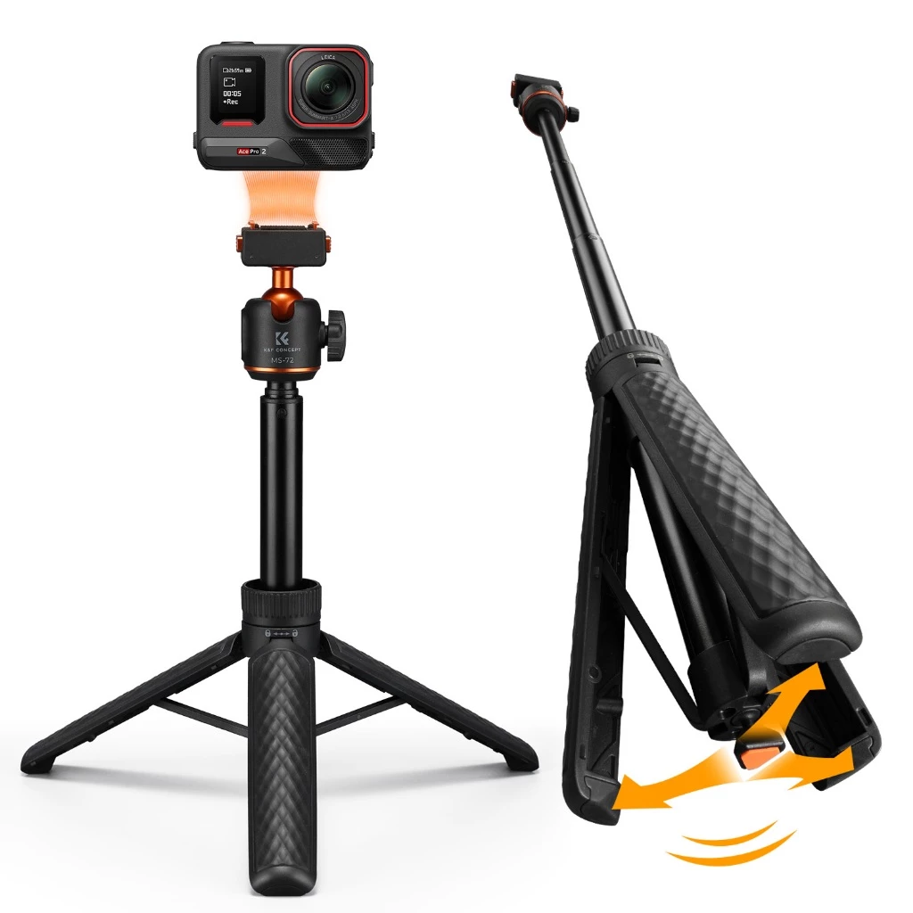 K&F CONCEPT MS72 ไม้เซลฟี่ 66ซม. Selfie Stick Tripod ปรับ 360 องศา สําหรับ Insta360 X5/Ace Pro 1/2 thumbnail 3