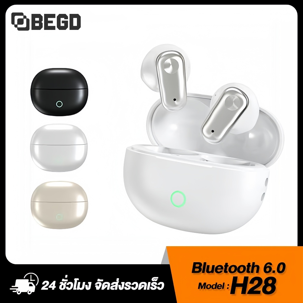 BEGD H28 TWS Earphone หูฟังบลูทูธไร้สาย TWS บลูทูธ 5.3 ไมค์ชัด ENC ตัดเสียงรบกวน ติ๊กต๊อกขายร้อน EP5