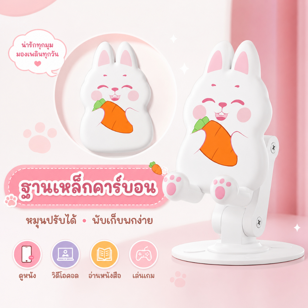 มาใหม่!! ขาตั้งโทรศัพท์และแท็บเล็ตแบบน่ารัก 360° | การ์ตูนน่ารัก ปรับมุมได้ตามต้องการ ราคา ถูกที่สุด ดีลบีเคเค แกลเลอรีภาพที่ 9