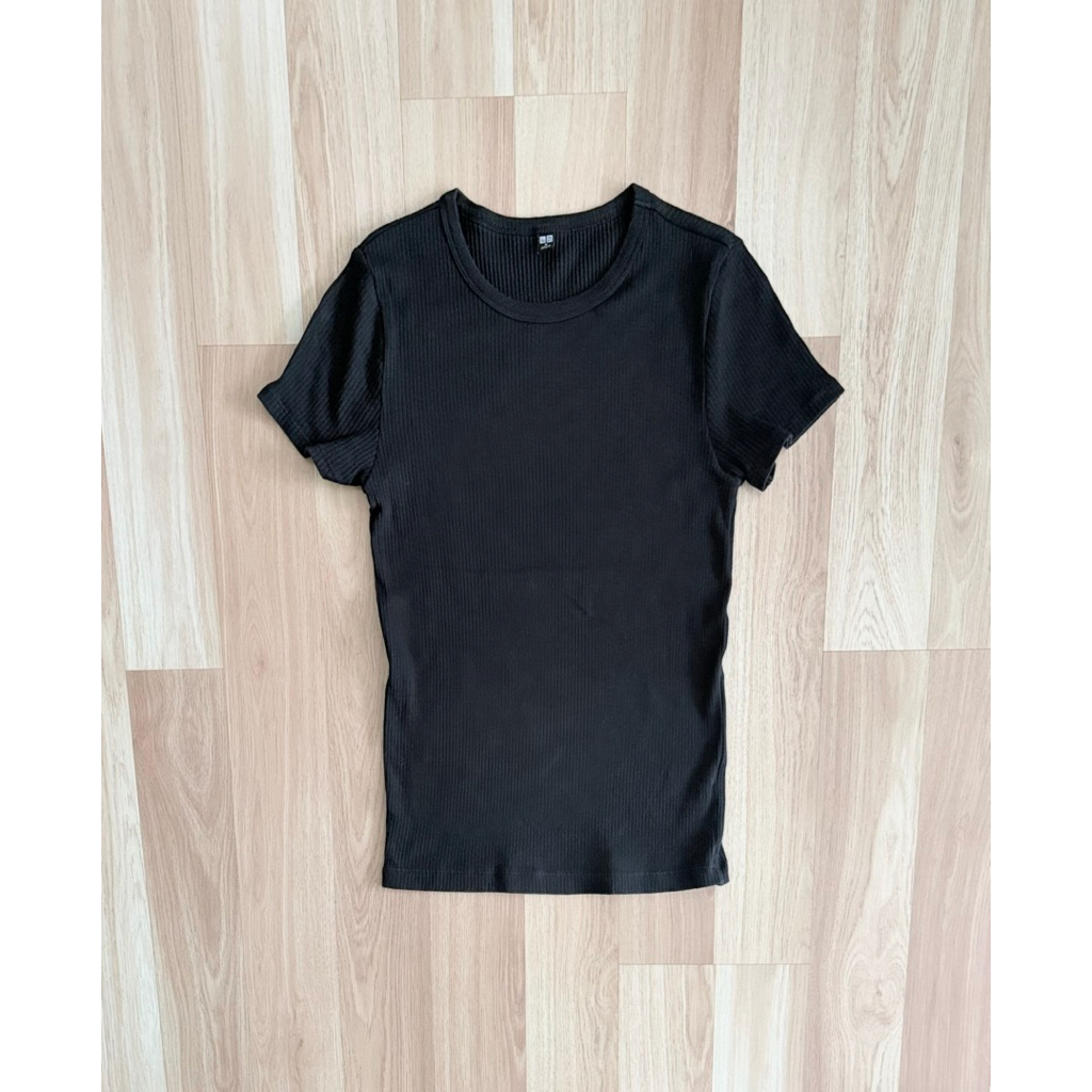 uniqlo rib t shirt ดำ m