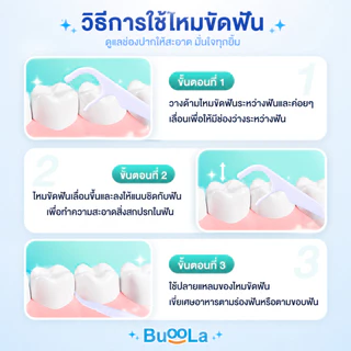 Buoola ไหมขัดฟัน ชนิดด้าม 1 กล่อง 50 ชิ้น ช่วยทำให้ฟันสะอาด ลดคราบพลัคและเศษอาหาร