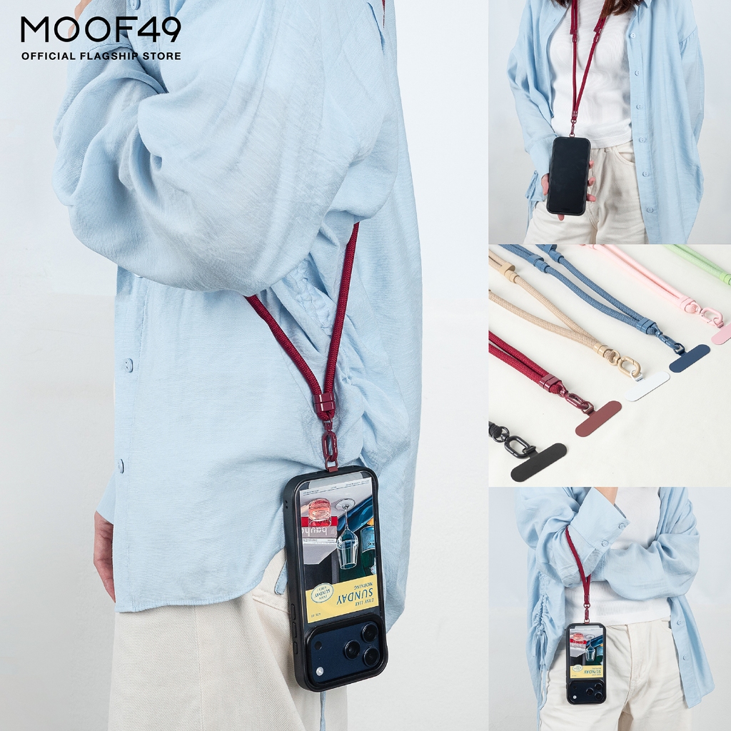 MOOF49 3in1 Lanyard สายคล้องมือถือ ปรับได้ 3 แบบ สายคล้องคอ สายคล้องข้อมือ ราคาถูก Shopee Lazada
