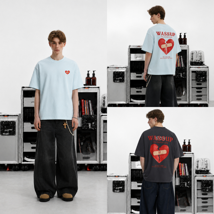 WASSUPBOY | เสื้อยืด Oversized คอฟิต อก 41"-47" | Premium Cotton 100% เทคนิคพิเศษ⚡สกรีนนูน3D | รุ่น Broken Club (WSB004)