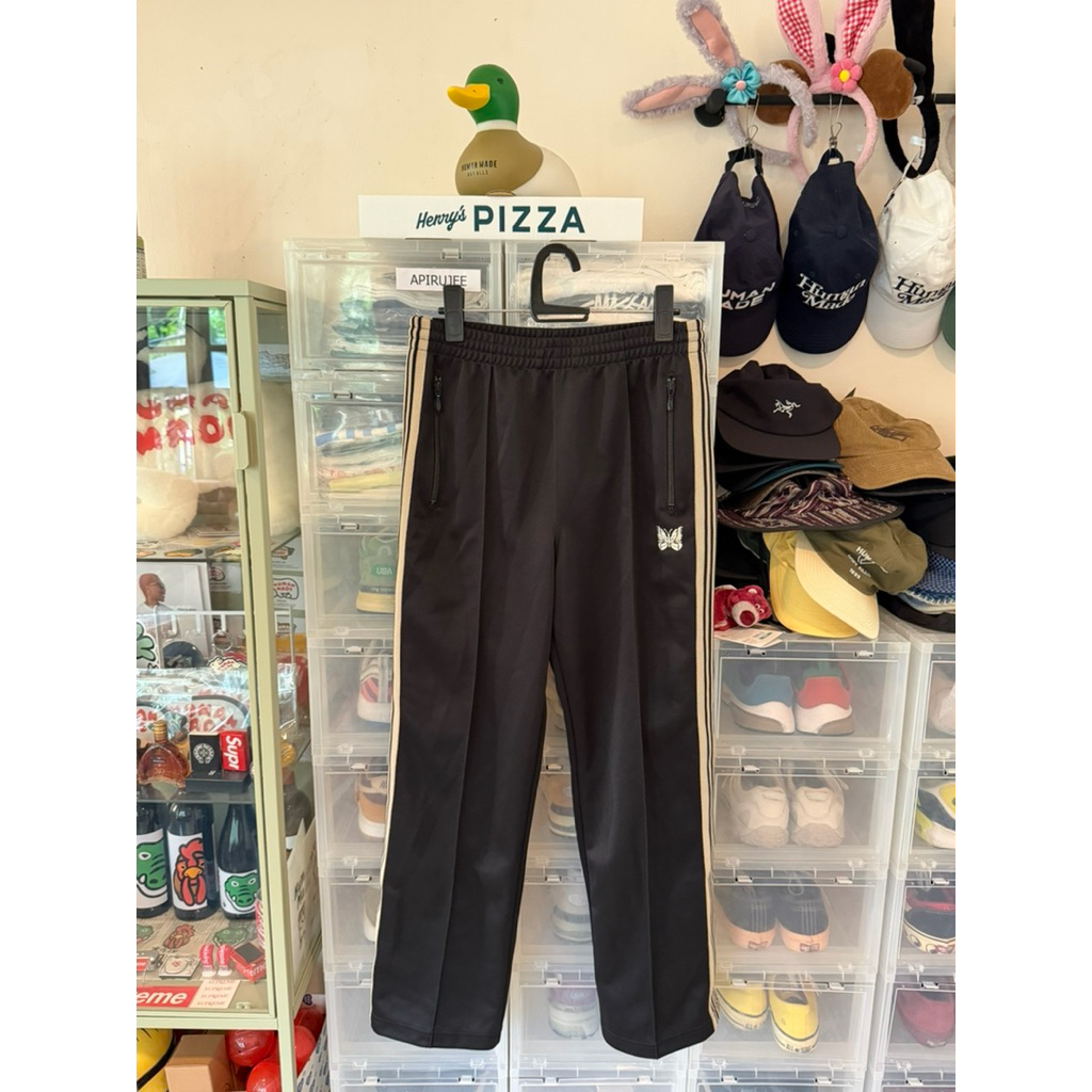 🪤Needles Poly Smooth Track Pant สีดำแถบเบจ (Black/Beige)🪤