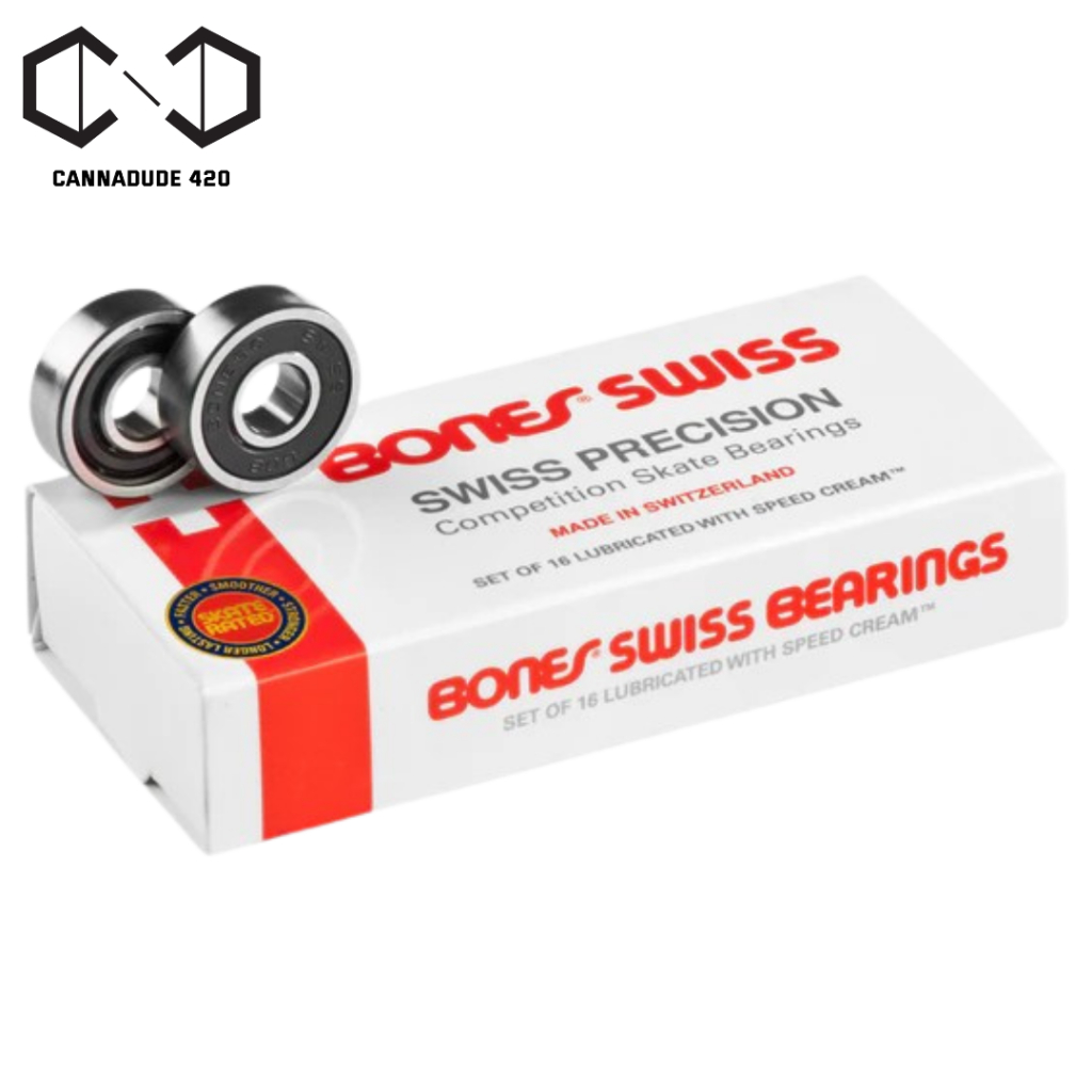 Bones Swiss Bearings (7mm/8mm) Bones Swiss Skateboard Bearings 8 Pack [CC037]