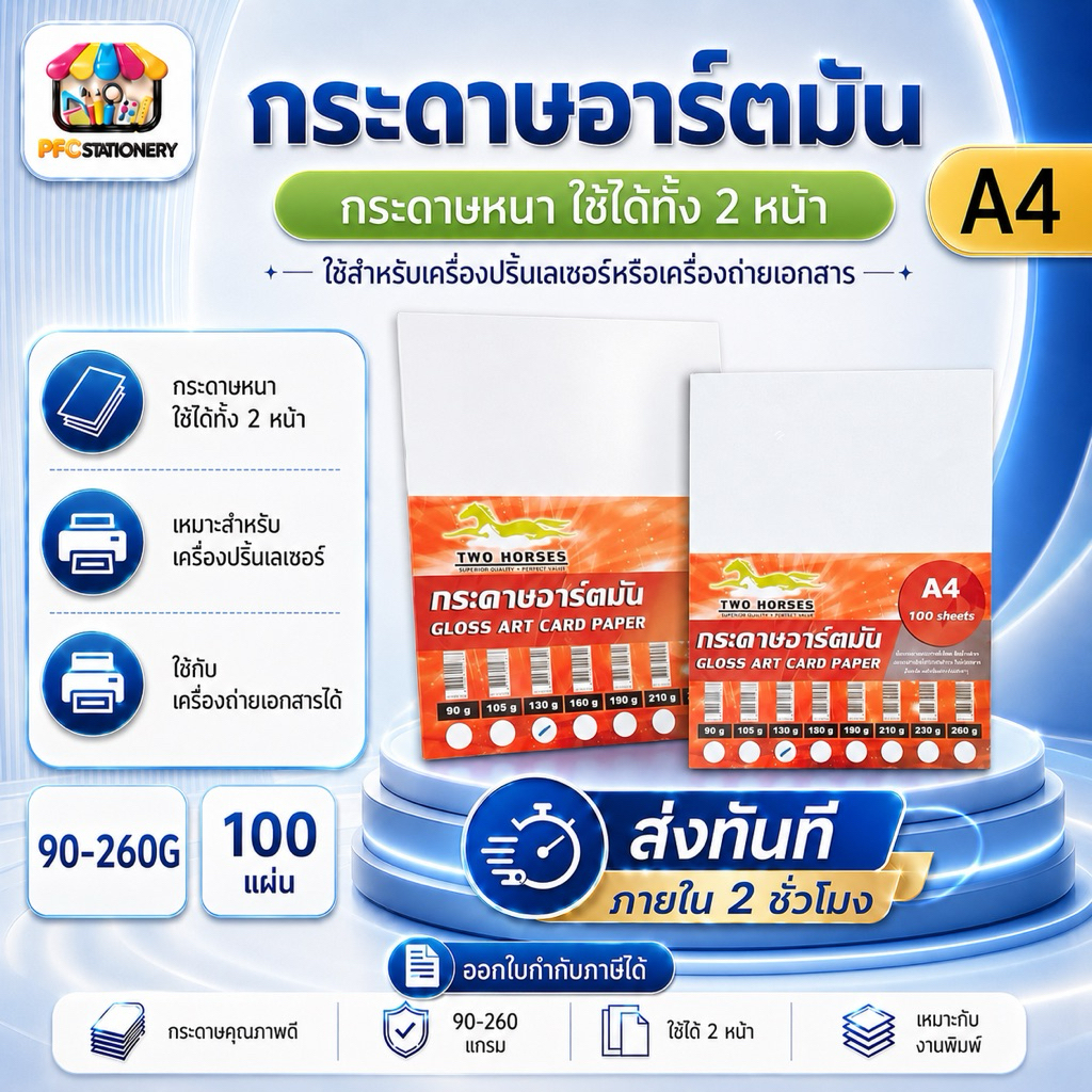 [ส่งทันที]กระดาษอาร์ตมัน ขนาด A4 หนา 90g-260g สำหรับเครื่องปริ้นเลเซอร์ งานพิมพ์สีสันสดใส คมชัด