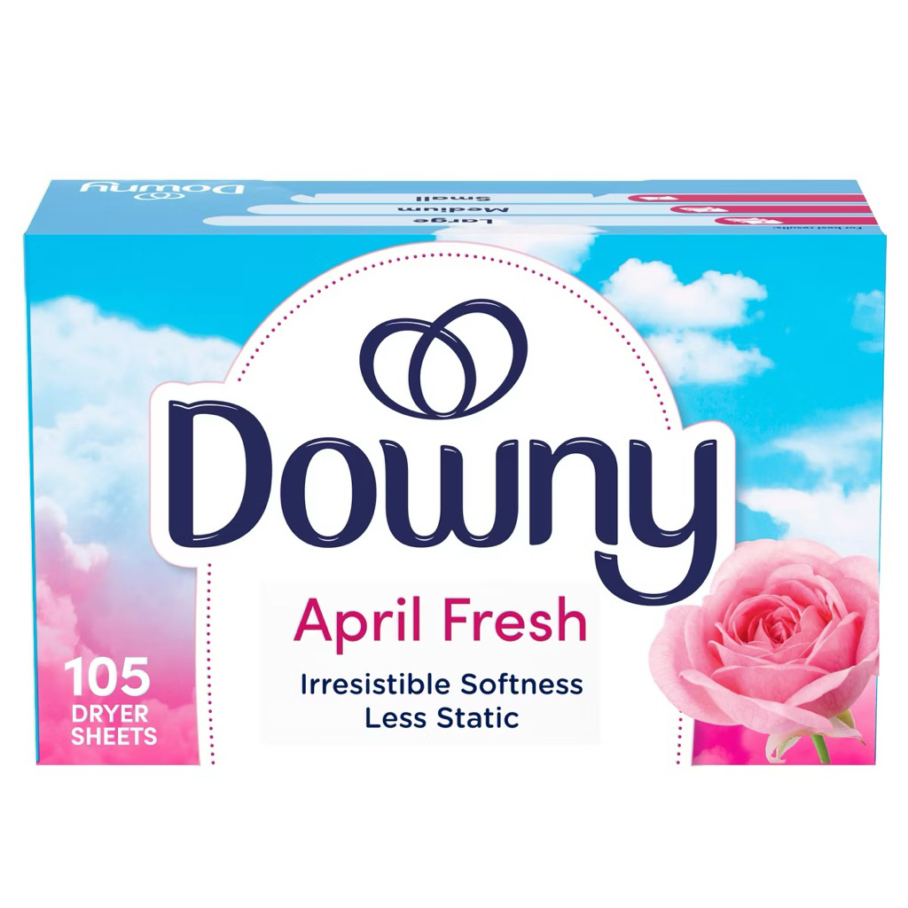 Downy Dryer Sheets แผ่นหอมปรับผ้านุ่ม แผ่นอบผ้า กลิ่น April Fresh 105 แผ่น พร้อมส่ง