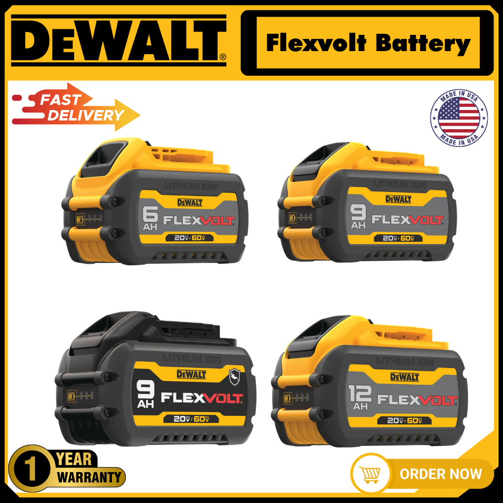 DEWALT แบตเตอรี่ Flexvolt 20/60 V Max  6.0/9.0/12.0 AH .  แนะนำใช้กับเครื่องมือ 20V - 60V DEWALT