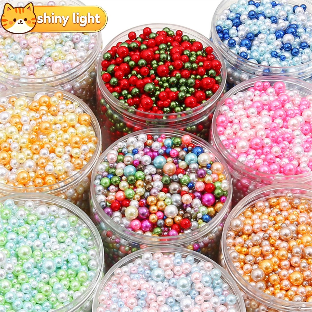 ลูกปัดพลาสติก ABS ทรงกลมไข่มุกเทียม 3-8 มม. 10 กรัม ไม่มีรู อุปกรณ์ DIY ตกแต่งเครื่องประดับ สร้อยคอ งานแฮนด์เมด