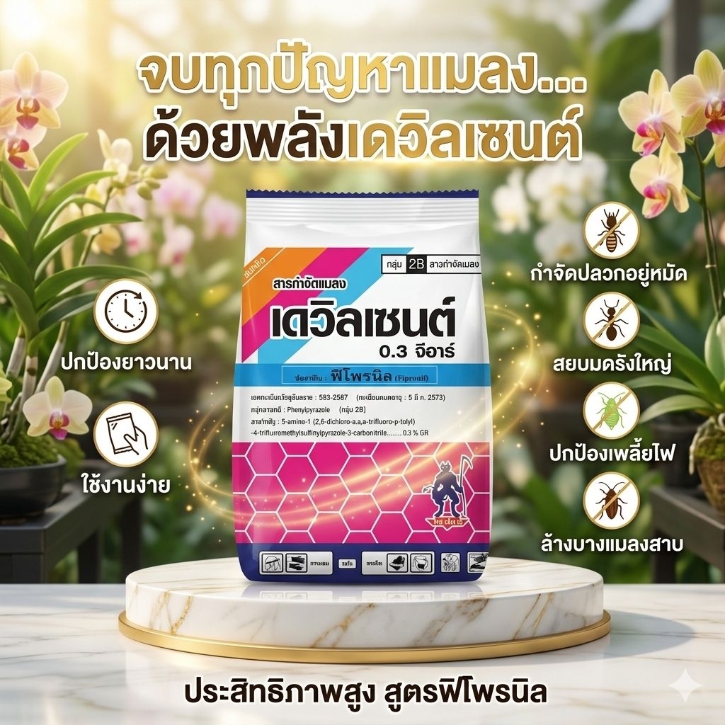 🔥[ฟูราดาน] เดวิลเซนด์ ฟิโพรนิล 0.3% สารรองก้นหลุม กำจัดปลวก แมลงในดิน 1 kg (ร้านมีใบอนุญาตถูกต้อง)