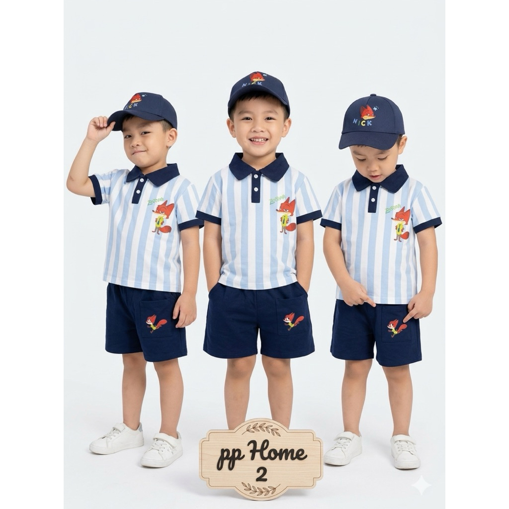 #พร้อมส่ง 𝐑𝐞𝐚𝐝𝐲 𝐟𝐨𝐫 𝐀𝐝𝐯𝐞𝐧𝐭𝐮𝐫𝐞! 🧢  เสื้อโปโลจอมซนลายริ้วสุดคิวท์    มาคู่กับขาสั้นคู่ใจที่พร้อมให้หนุ่มน้อยลุยได้