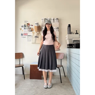 พร้อมส่ง📌กระโปรงอัดจีบพรีสแต่งขอบลูกไม้🌟สไตล์ 'Preppy' ที่กำลังมาแรง! 🎓" กระโปรงรุ่นนี้คือตอบโจทย์