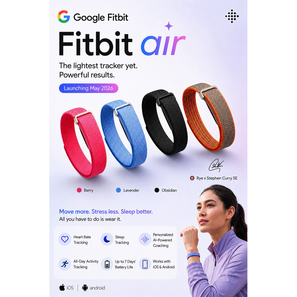 Google Fitbit Air รุ่นใหม่ล่าสุดแท้ 💯 จากอเมริกา🇺🇸 (ประกันเครื่อง 1 ปี) สายรัดข้อมือติดตามสุขภาพ⌚️💖