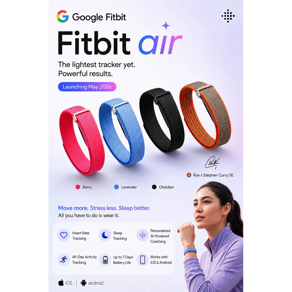 Google Fitbit Air รุ่นใหม่ล่าสุดแท้ 💯 จากอเมริกา🇺🇸 (ประกันเครื่อง 1 ปี) สายรัดข้อมือติดตามสุขภาพ⌚️💖