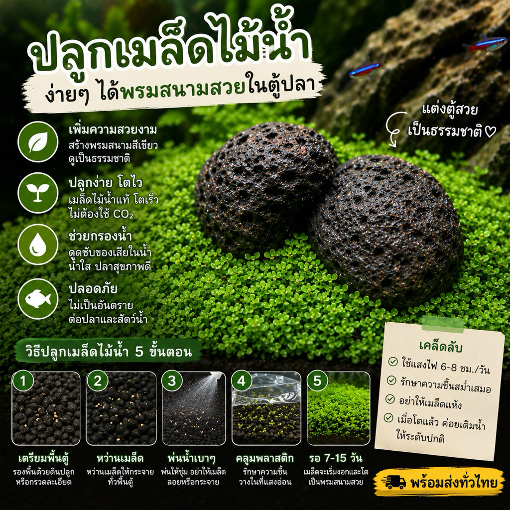 🎏🥇เมล็ด​ไม้น้ำ 💕3แถม1 (ปลูกง่าย)พร้อมปลูกพืชไม่ต้องใช้co2