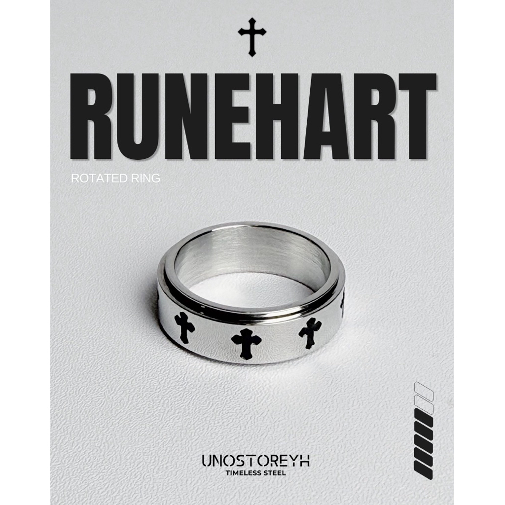 ✟ 𝐑𝐔𝐍𝐄𝐇𝐀𝐑𝐓 ✟ แหวนแสตนเลสแท้ กว้าง8มิล