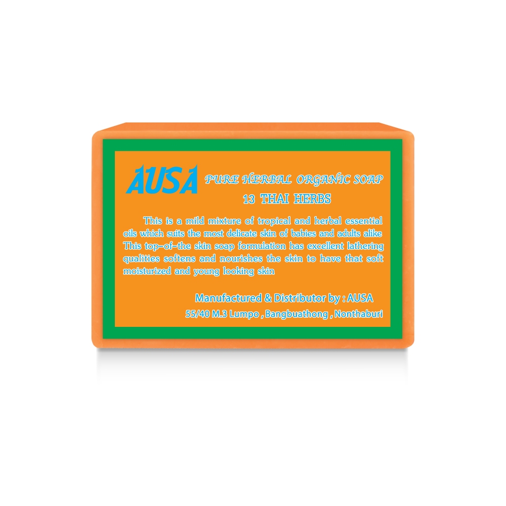 Carrot Soap AUSA Pure Herbal Organic Soap 13 Thai Herbs สบู่แครอท โซพ 135 g. ยกแพ็ค