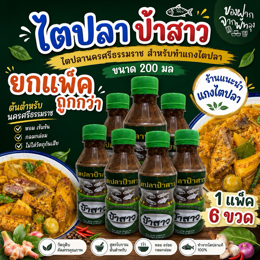 ไตปลาพุง(ปลาป้าสาว) ยกแพ็ค 6 ขวด  (Kidney fish Pa Sao)