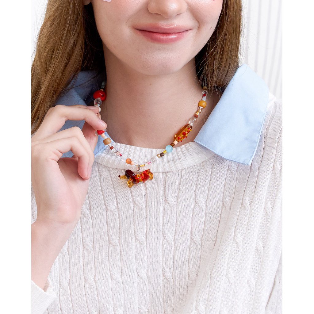 Dachshund Hotdog Necklace สร้อยคอลูกปัดแก้วดัชชุนฮอทดอก frveg stuff