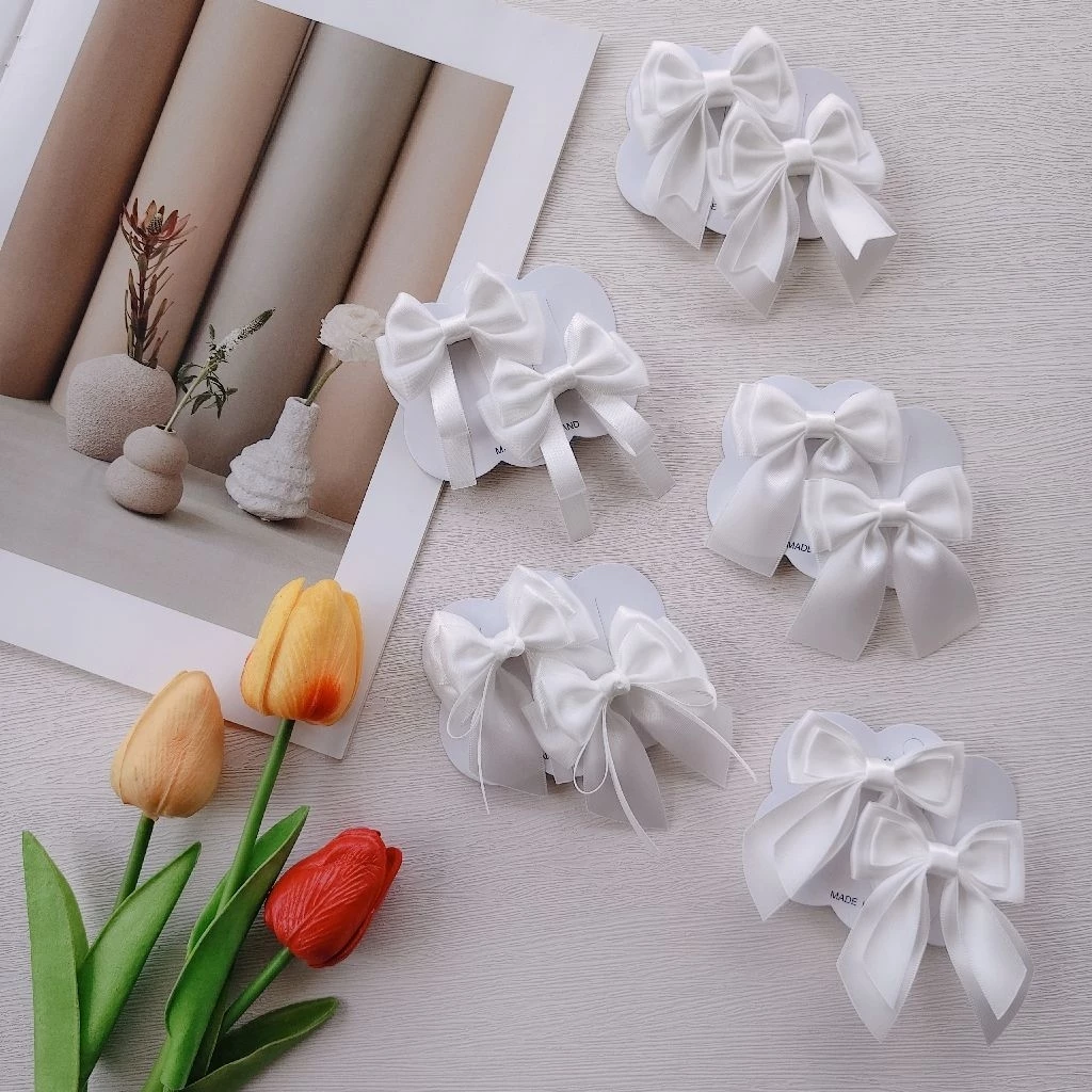 กิ๊บโบว์ติดผมนักเรียนสีขาวรุ่นมินิสำหรับเด็กอนุบาล🎀(ราคา/1คู่)