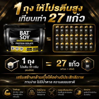 แบท ซอยโปรตีน lsolate สูตรแคลต่ำ โปรตีนสูง กล้ามลีนชัด BAT™️ SOY Protein lsolate โปรตีนถั่วเหลือง