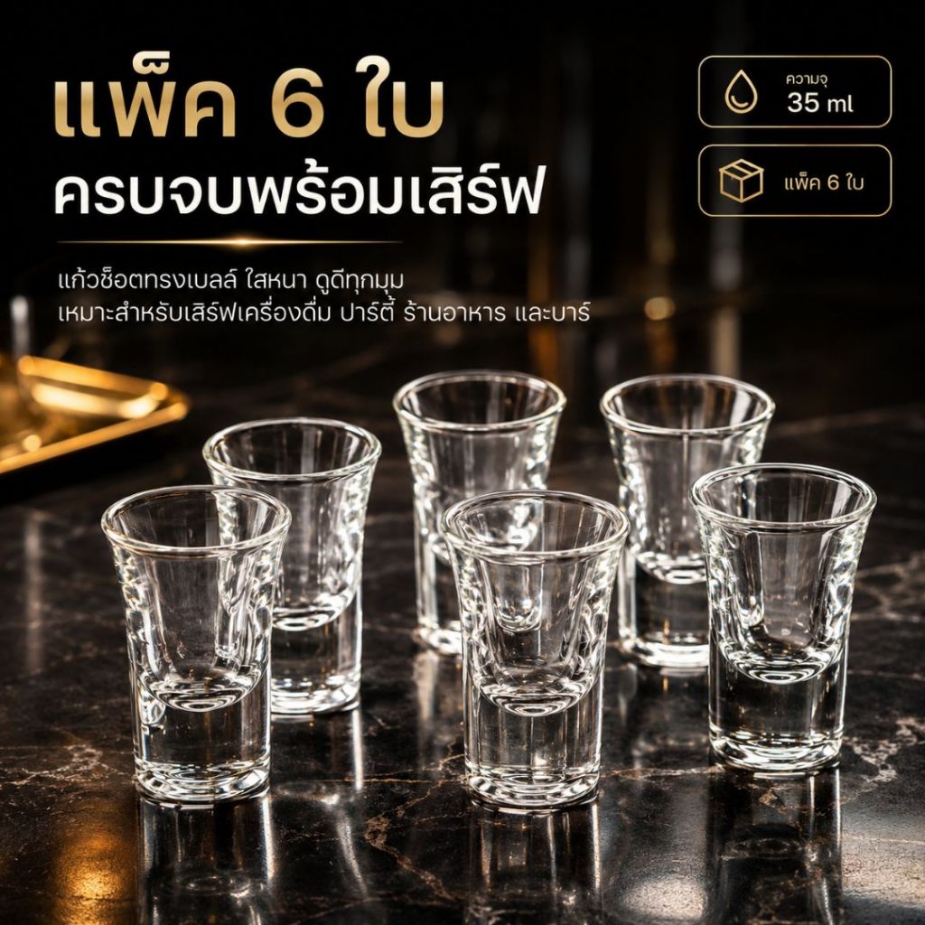 แก้วใส่ชิงช้า แก้วช็อต แก้วชิงช้าสวรรค์ เกรดพรีเมี่ยม สวยหรู ความจุ 35 ml. [1 ลัง 144 ใบ] แก้วช็อตปาร์ตี้ชุดพวงมีฐ