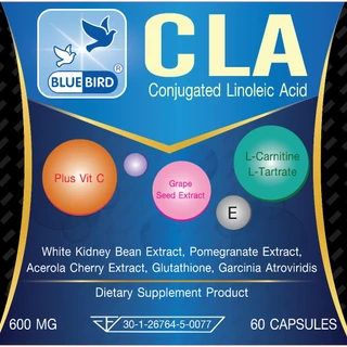 ซีแอลเอ CLA Conjugated Linoleic Acid Plus L-carnitine ตรา บลูเบิร์ด 60 เม็ด