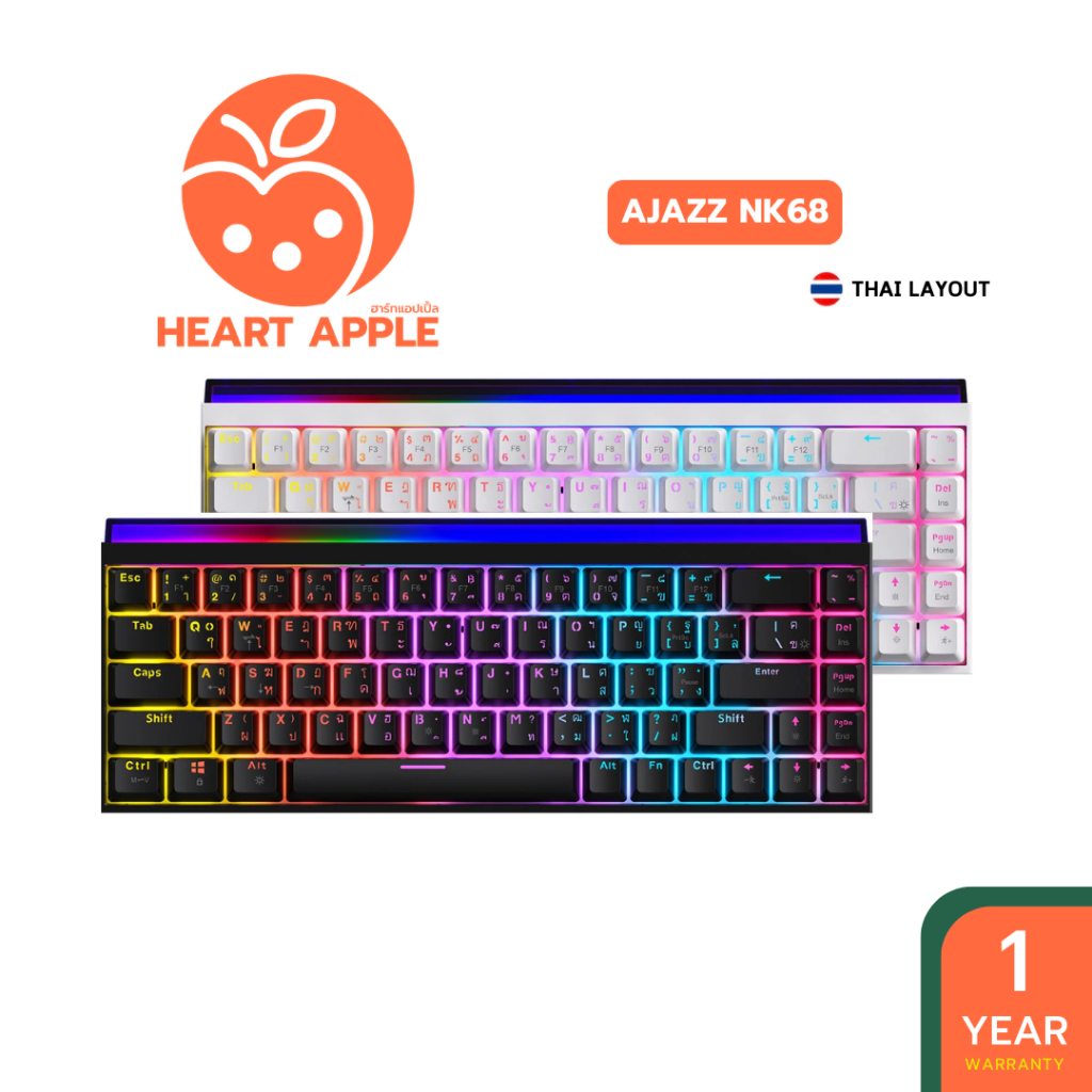 คีย์บอร์ดเกมมิ่ง Ajazz NK68 Wired TH Rainbow Lighting Red Switch Gaming Keyboard