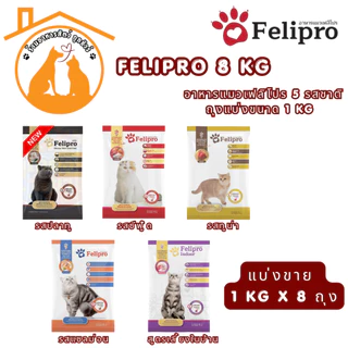 (1 kg x 8 ถุง)Felipro อาหารแมวเฟลิโปร 4 รสชาติ ลดโอกาสการเกิดนิ่ว ถุงแบ่งขนาด 1 kg