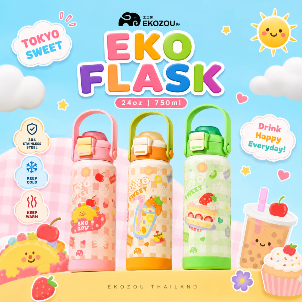 EKOFLASK x TOKYO SWEET ขนาด 750 ml / 24oz ใช้ได้ทั้งร้อน - เย็น รุ่น Limited พกพาสะดวก