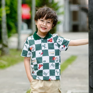 Chelsee เสื้อโปโล แขนสั้น ลายตาราง ผ้า 100%Cotton เด็กผู้ชาย อายุ 1.5-10 ปี เสื้อผ้าเด็กโต รุ่น 128275