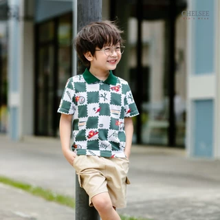 Chelsee เสื้อโปโล แขนสั้น ลายตาราง ผ้า 100%Cotton เด็กผู้ชาย อายุ 1.5-10 ปี เสื้อผ้าเด็กโต รุ่น 128275