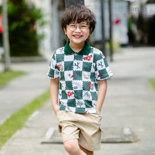 Chelsee เสื้อโปโล แขนสั้น ลายตาราง ผ้า 100%Cotton เด็กผู้ชาย อายุ 1.5-10 ปี เสื้อผ้าเด็กโต รุ่น 128275