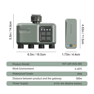 RCYAGO เครื่องตั้งเวลารดน้ำ RF433 WiFi 4 ทาง ควบคุมผ่านแอป อัตโนมัติ กันน้ำ IPX5 สำหรับสวน