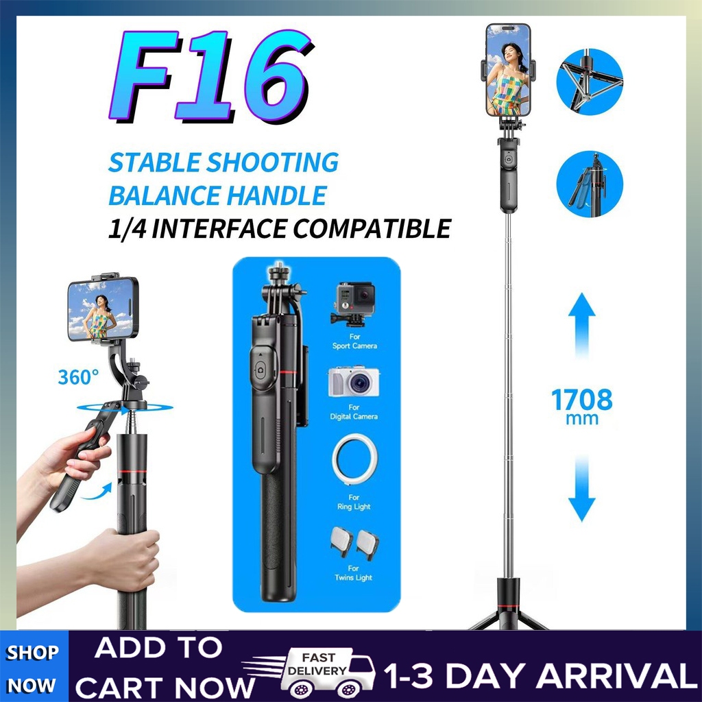 [จัดส่งที่รวดเร็ว] เครื่องแปลภาษาอัจฉริยะ ไม้เซลฟี่บลูทูธ รุ่น F16 หมุนได้ 360 องศา พร้อมรีโมทบลูทูธ ยืดได้1.75ซม.