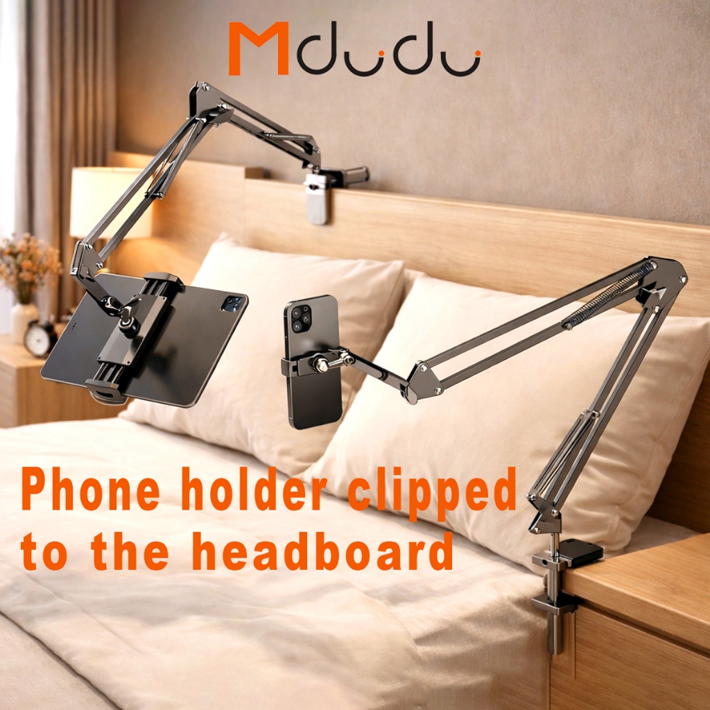Mdudu ขาตั้งโทรศัพท์/ขาตั้งแท็บเล็ตขนาด 14 นิ้ว 5หลุม หมุน 360° ปรับได้เสริมสร้าง โต๊ะ/เตียง/โซฟา มั่นคง ไม่ไหวหวั่น