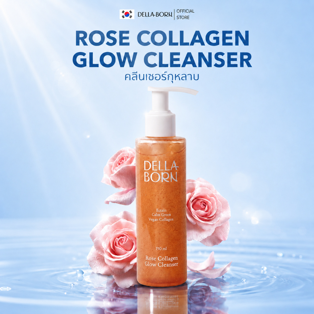 DELLA BORN Rose Collagen Glow Cleanser เจลล้างหน้ากุหลาบผสานคอลลาเจน อ่อนโยน ล้างสะอาดล้ำลึก ผิวใสโกลว์ ชุ่มชื้น รูขุมขน