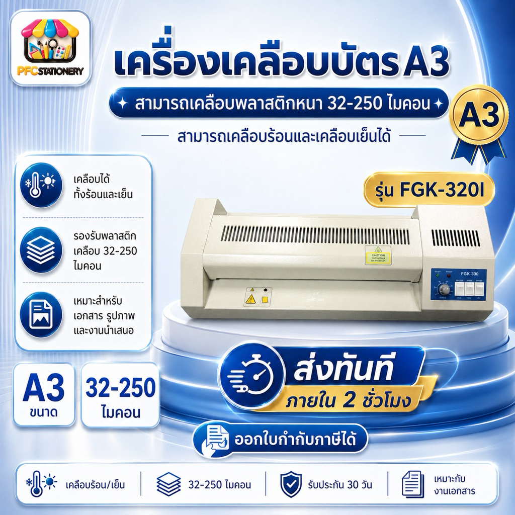 เครื่องเคลือบบัตร A3 รุ่น FGK-320I เครื่องเคลือบเอกสาร Laminator A3 เคลือบบัตร ที่เคลือบเอกสาร