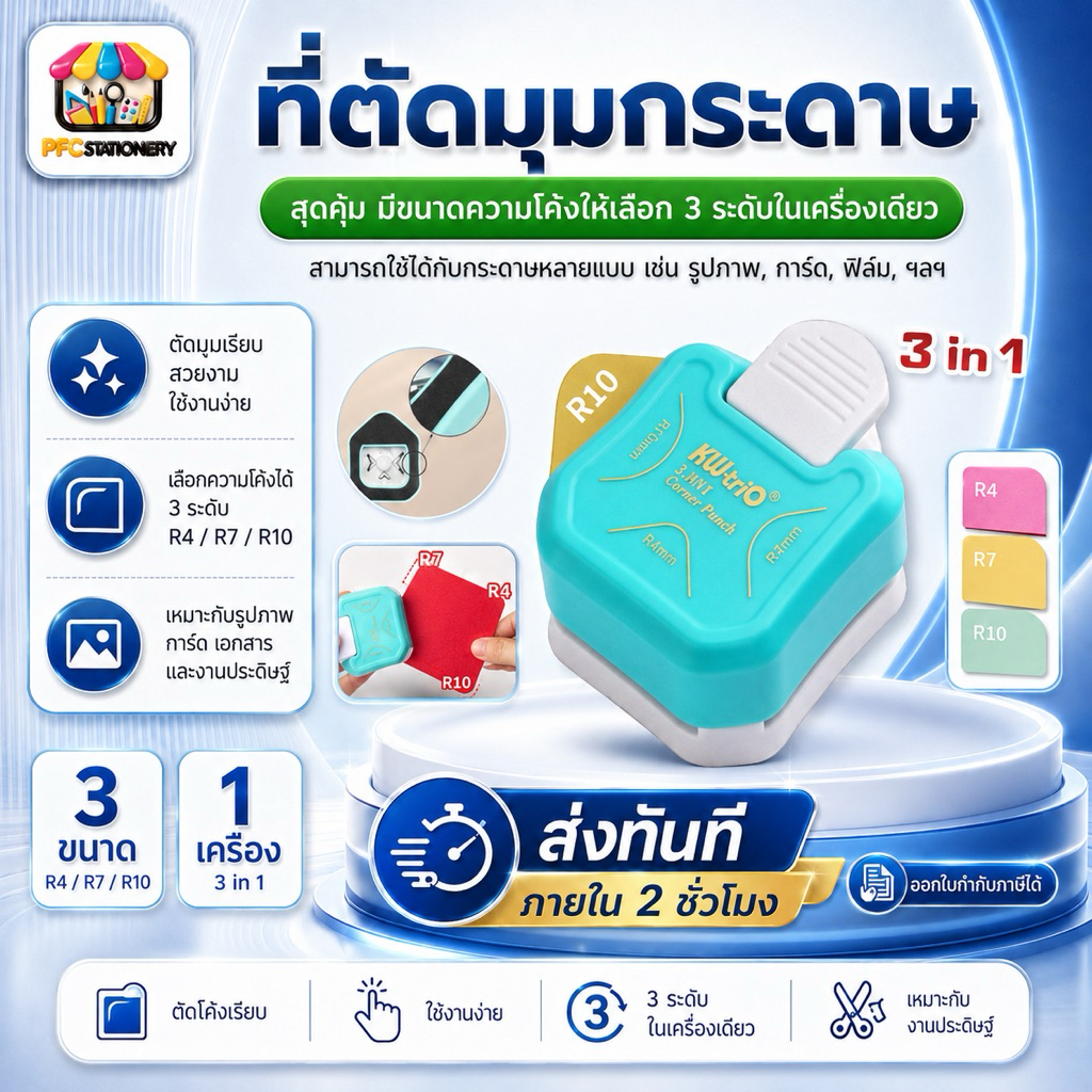 ราคาพิเศษ!! [ส่งทันที]ชุดตัด 3in1 ที่ตัดมุมกระดาษ ขนาดเล็กกระทัดรัด พกพาง่าย เครื่องตัดมุมนามบัตร