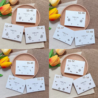 [SS1] ต่างหูเซต3คู่(6ชิ้น) ต่างหูมินิมอลแบบติดหูสีเงินพร้อมทั้งแป้นแบบยางทุกคู่ ราคาต่อ1เซต(6ชิ้นตามภาพ)