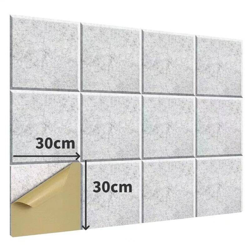 แผงโฟมอะคูสติก สแควร์(5แพ็ค)แผ่นกันเสียง 30x30x0.9ซม. มีกาวในตัว ความหนาแน่นสูง กันเสียง 3D ลดเสียงสะท้อน