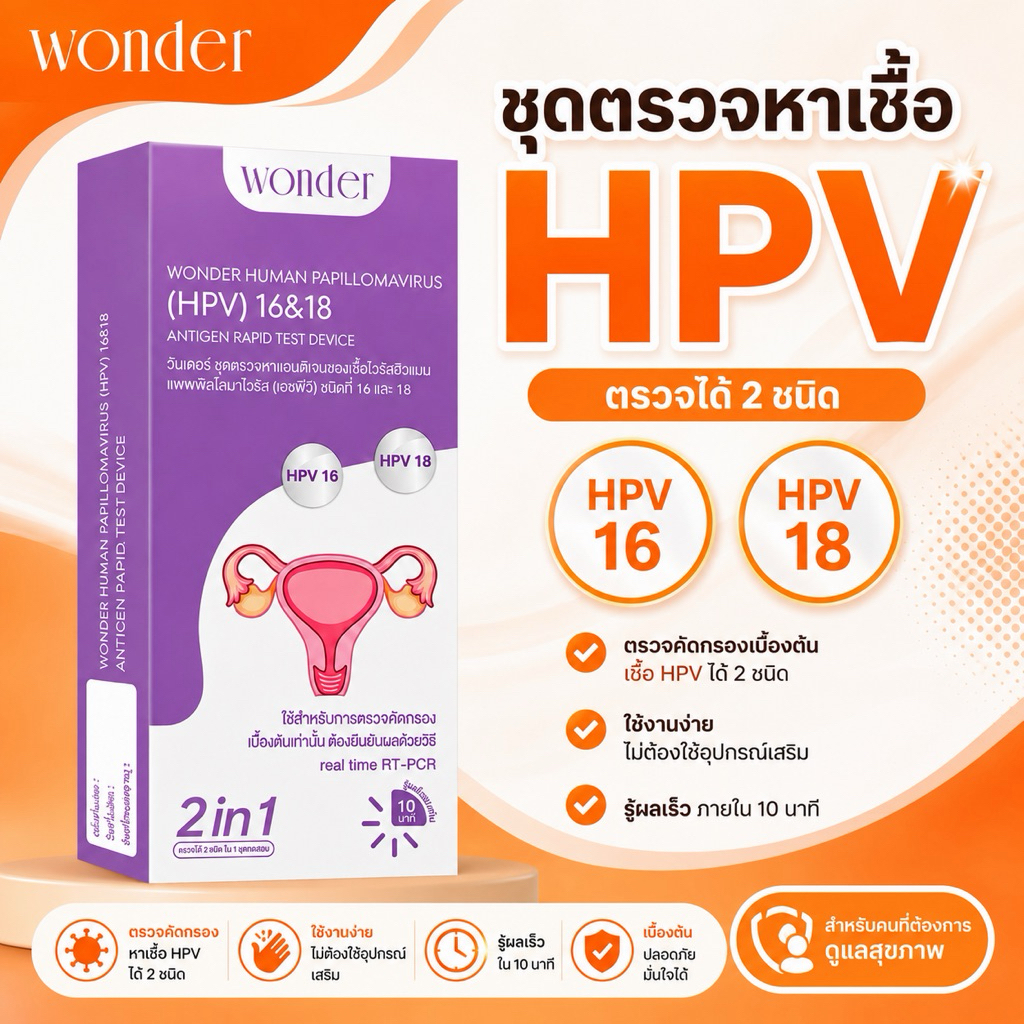 ส่งแบบปิดรายการ ชุดตรวจ WONDER ชุดตรวจเชื้อ HPV 16&18 แบบรวดเร็ว รู้ผลใน 10 นาที ของเเท้
