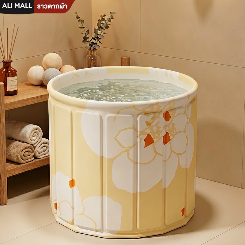 คลังกระสุนน้ำสงกรานต์ ถังเก็บน้ำ อ่างอาบน้ำ อ่างอาบน้ำพับได้ 70x65 ซม อ่างอาบน้ำไม่ต้องติดตั้ง เก็บง่ายไม่เปลืองที่