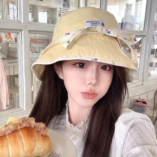 หมวกบักเก็ตสตรี ใส่ได้สองด้าน ลายดอกไม้น่ารัก มีคุณสมบัติกันแดด เหมาะสวมใส่รับซัมเมอร